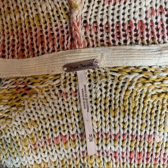 Free People Linen Cotton Women’s  Hooded Long Sleeve Sweater Boho size Medium - Picture 3 of 5